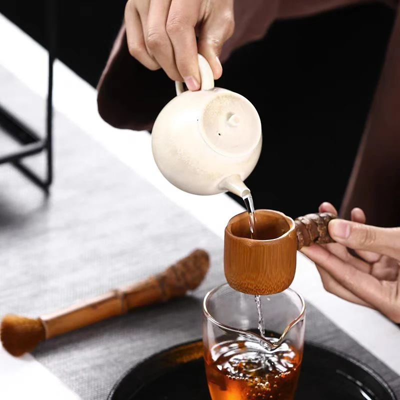 竹根打孔茶漏竹制茶滤茶叶过滤器竹节滤茶器碳化功夫茶具茶道