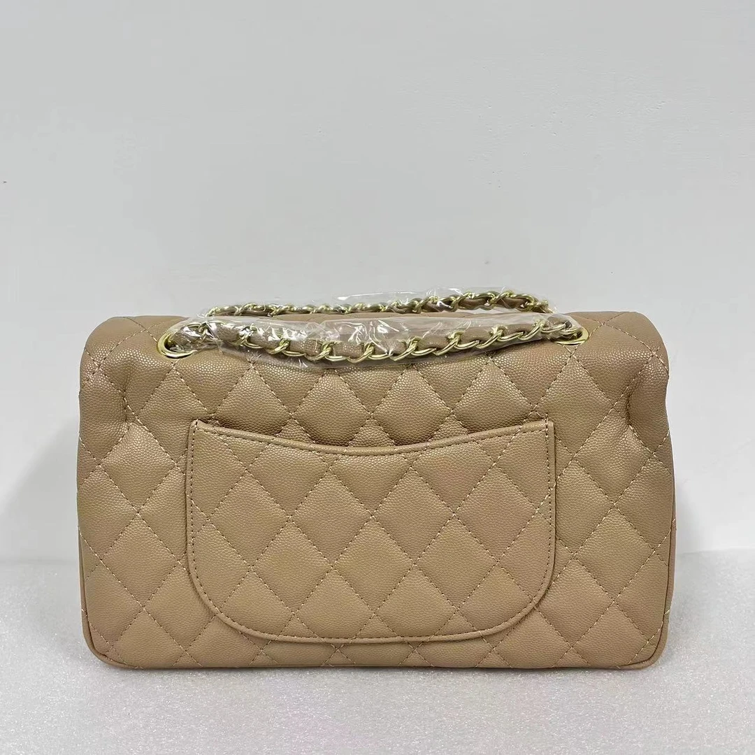 【小裴CF】TR-原创小众设计款--W奶茶色小香风手提斜挎包