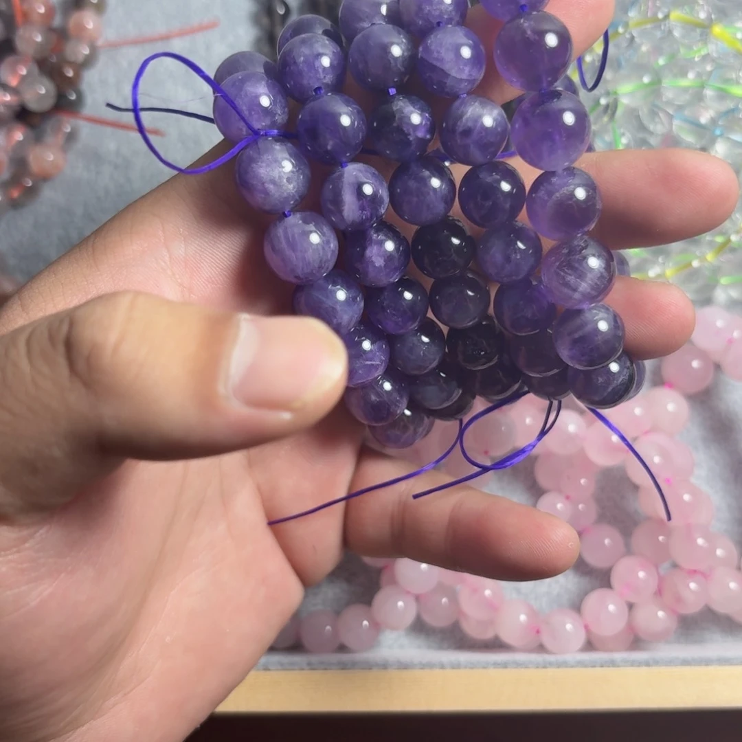 烟晶手链银S925镶嵌紫水晶