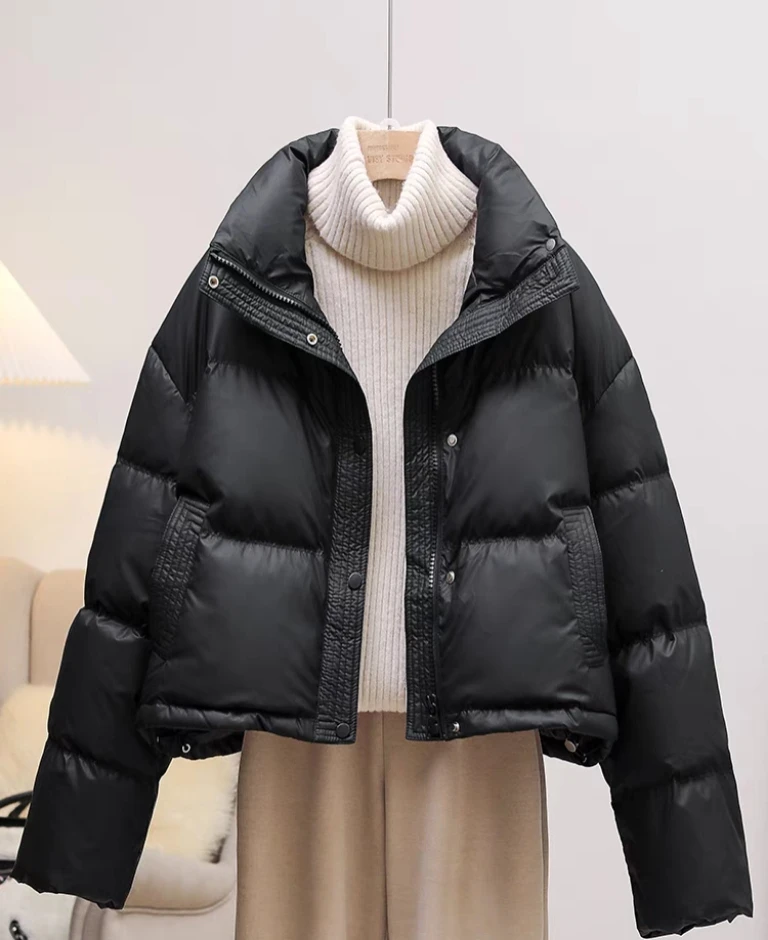 免洗耐脏棉服女短款2024新款时尚冬季加厚立领整张棉小个子女外套