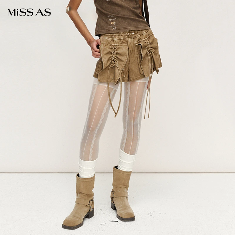 【FORDARE】咖色抽绳口袋松紧腰短裤女25春夏新品MISSAS买手店
