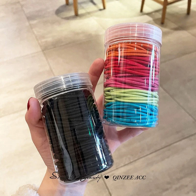 抢福利！到手100根！！罐装马克龙百搭发圈女发绳网红头饰皮筋扎头绳