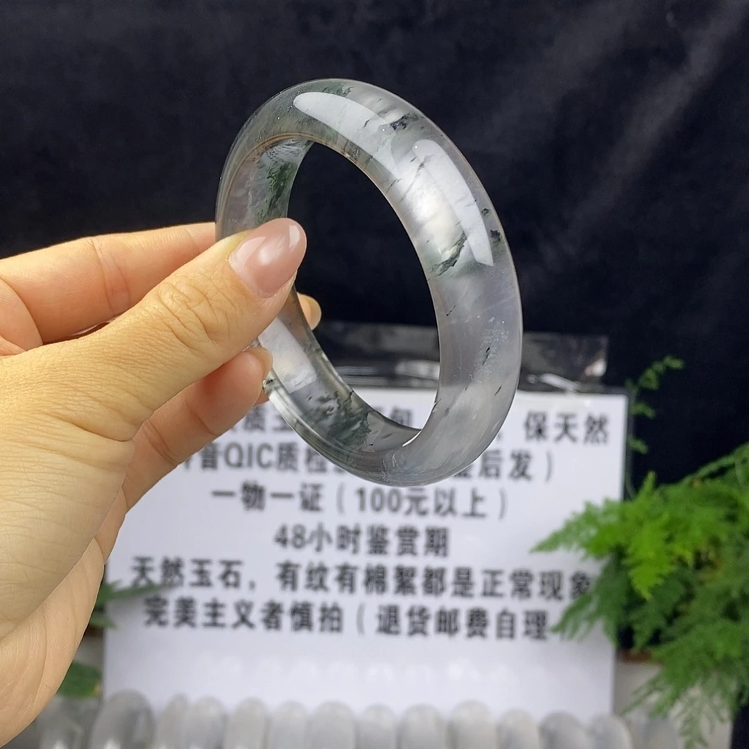 石英质玉未镶嵌手镯60.4冰透乌鸡