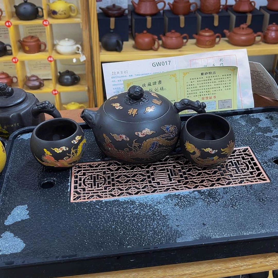 紫砂茶案紫砂壶500cc4杯
