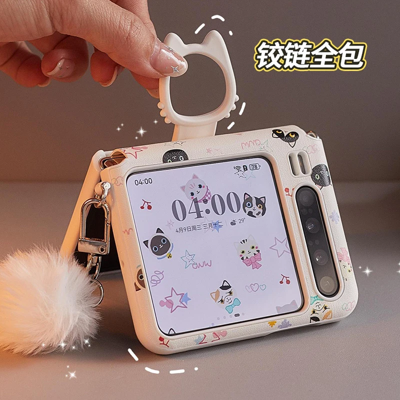 适用华为PuraX手机壳purax典藏版可爱猫咪指环铰链全包防摔保护壳