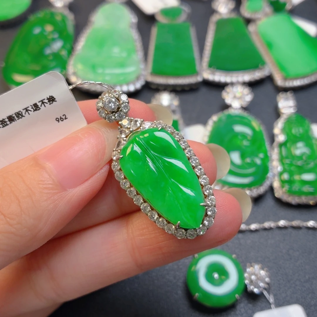 翡翠银S925镶嵌吊坠(不含链)