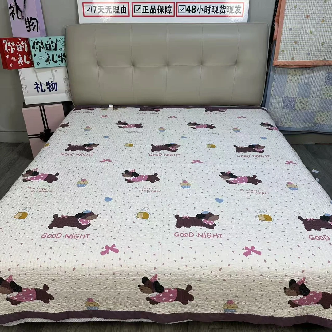 【腊肠狗】高端轻奢风A类四季水洗棉绗缝床盖防滑防溜榻榻米炕单