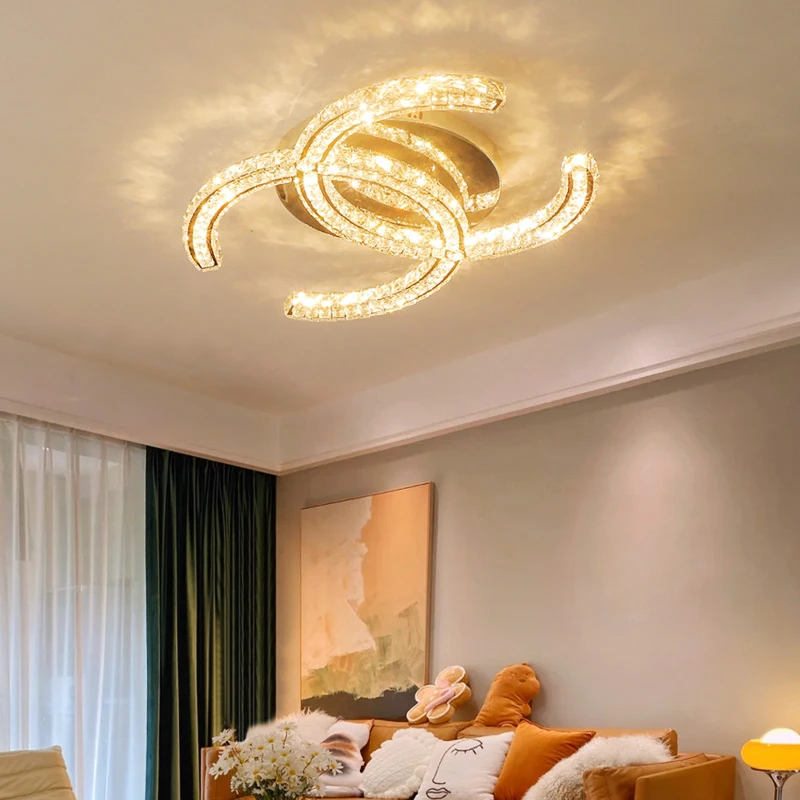轻奢水晶客厅吸顶灯中山灯具餐厅卧室主灯服装店餐厅水晶吸顶灯