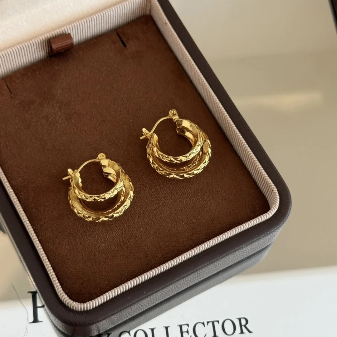 铜合金耳饰 AL7221 精致感多层圈圈设计感百搭通勤耳环