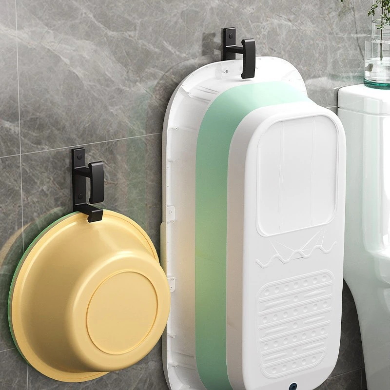 吸壁式卫生间置物架免打孔浴室洗脸盆挂钩放盆架挂盆壁挂厕所收纳