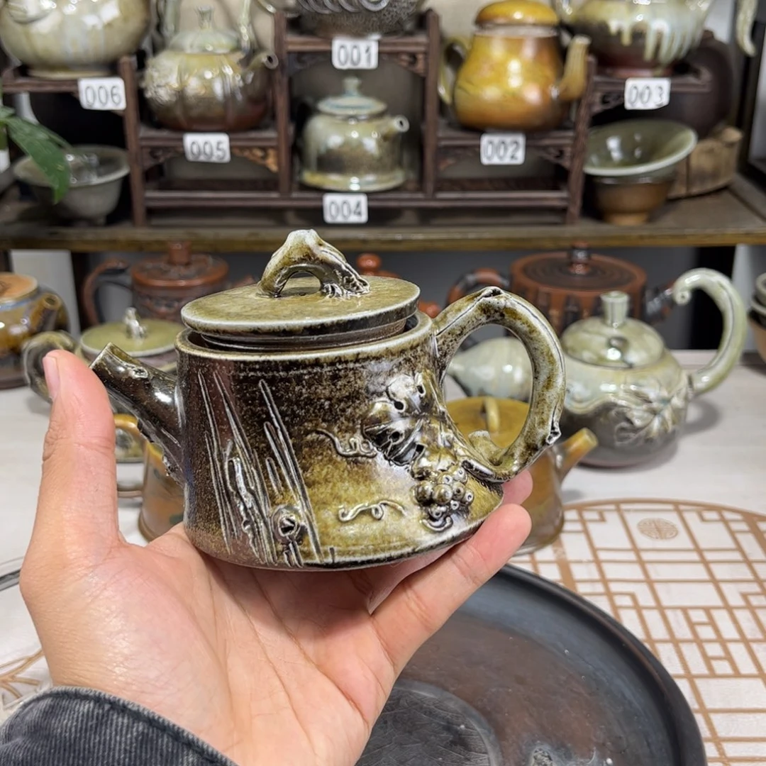 180cc白泥柴烧树桩壶，古法传承裸坯柴烧