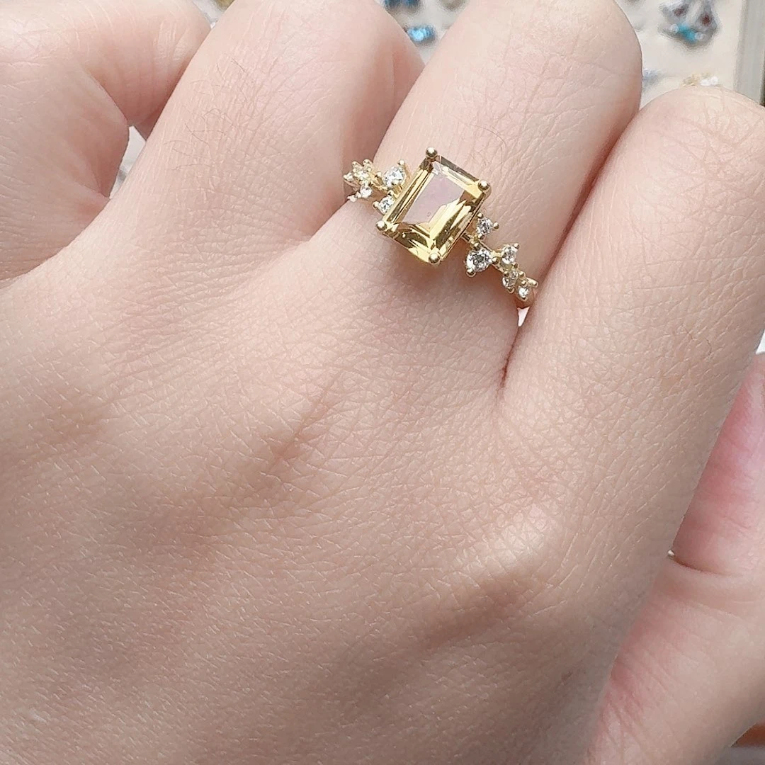 水晶戒指银S925镶嵌戒指A116