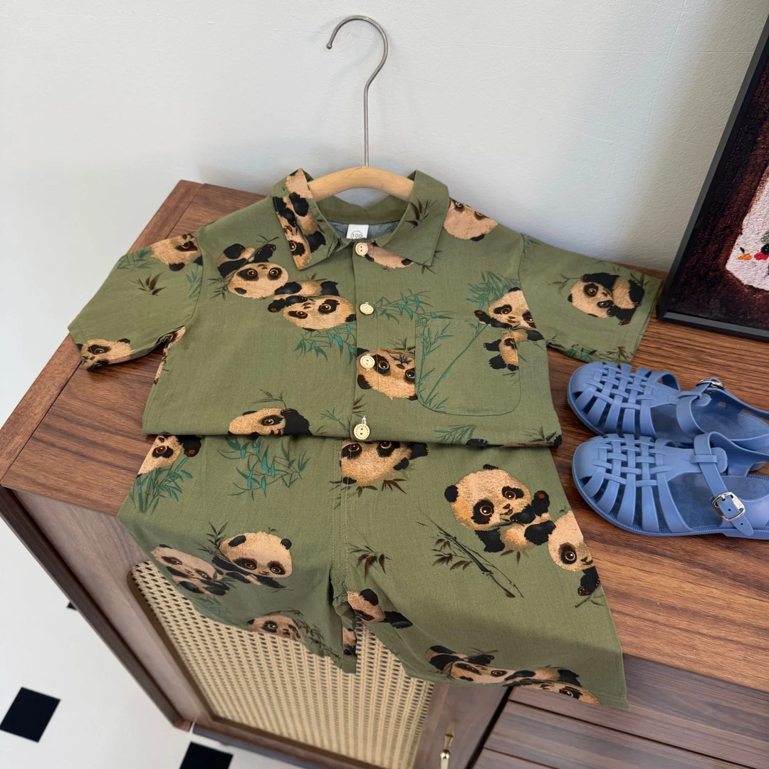 夏季儿童绵绸套装男女童山东人造棉家居服凉快舒服空调睡衣