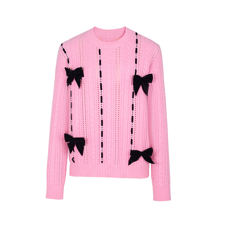【直播专享】商场同款新品蝴蝶结装饰提花针织衫NDY10B34447