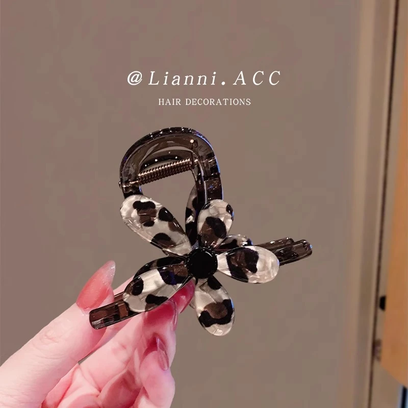 网红日韩太阳花树脂新款盘发发夹韩式气质后脑勺8cm发饰鲨鱼ins风