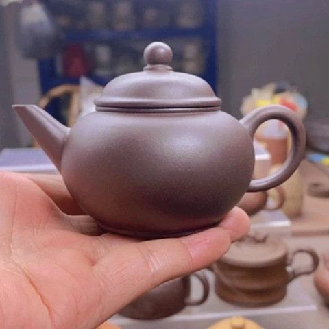 茶壶紫砂J*Y老紫泥110cc容量水平壶