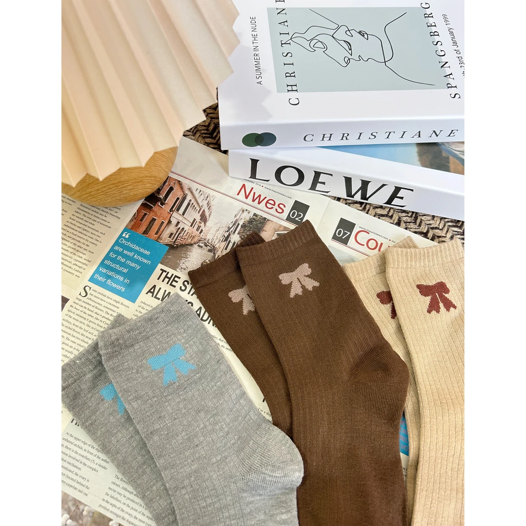 【袜子】居家蝴蝶结袜子百搭舒适休闲三色