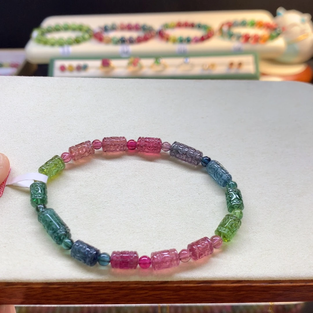 碧玺手串未镶嵌回纹6mm
