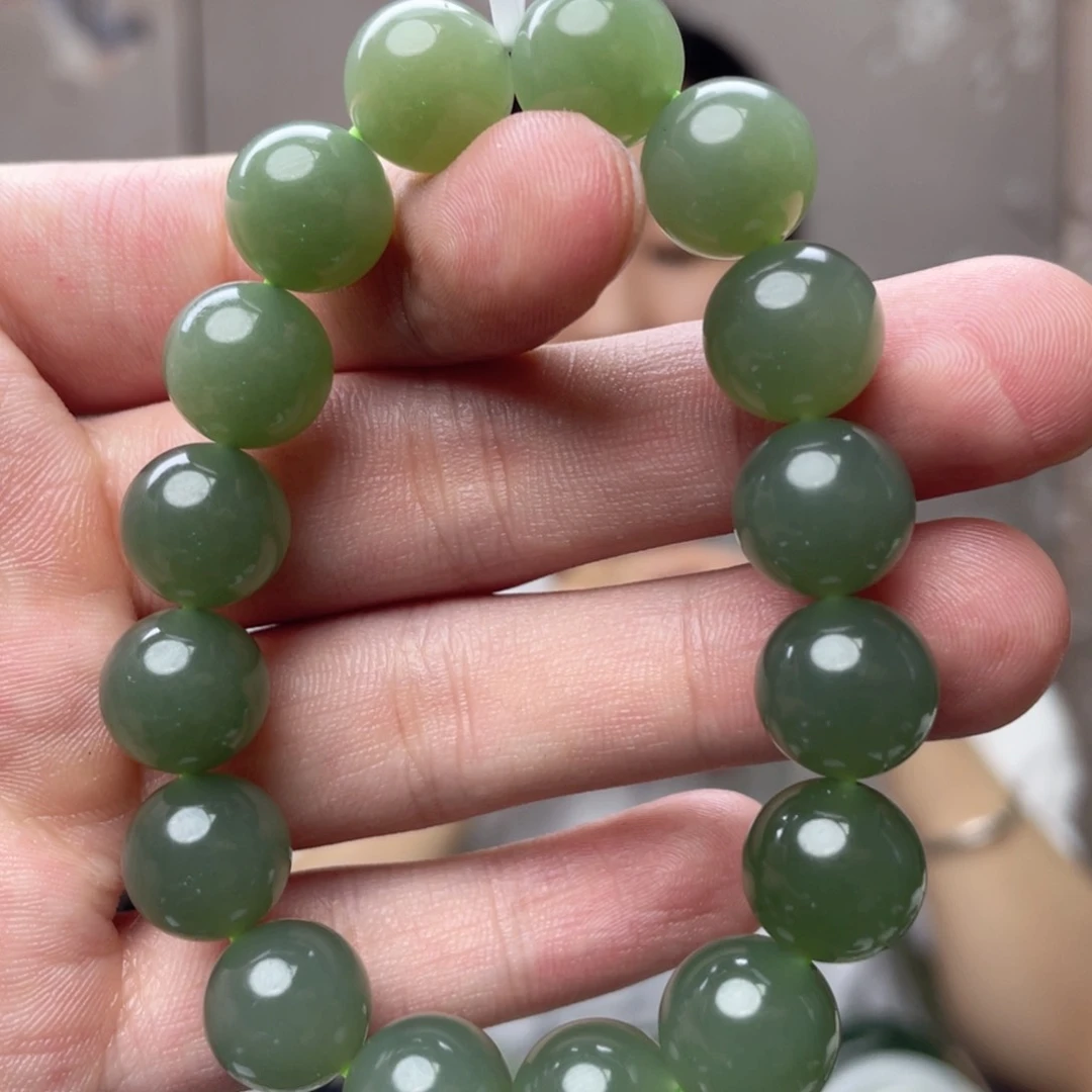 手串未镶嵌和田玉和田玉沙枣青卡12mm手串