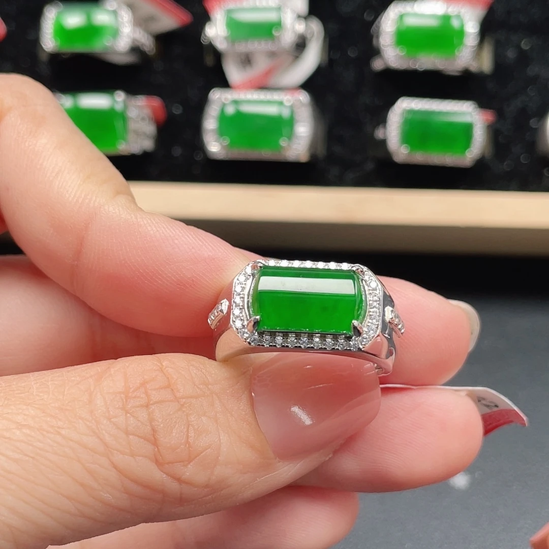 翡翠银S925镶嵌戒指编号3962没运费险