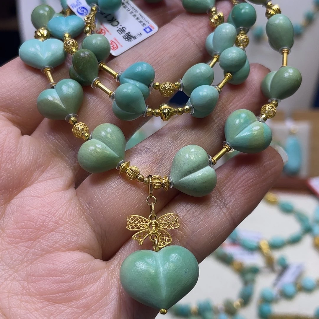 绿松石18K金镶嵌锁骨链