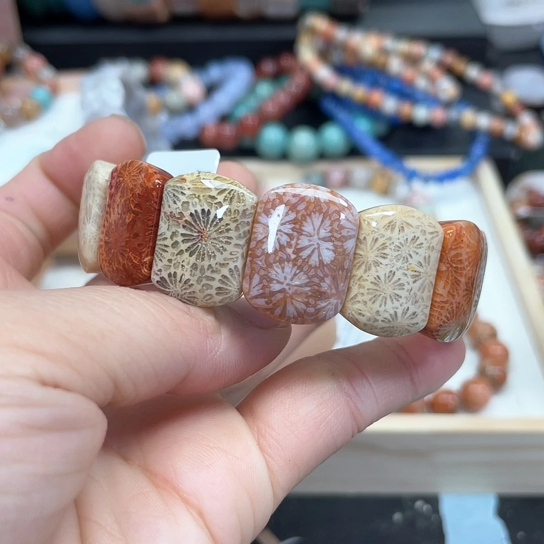 硅化珊瑚（珊瑚玉）手串未镶嵌夏**风667