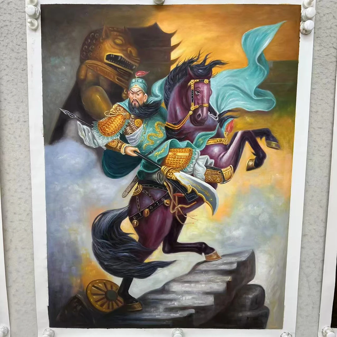 林彦新 ***关公-狮子-75*100厘米-手绘油画-麻布