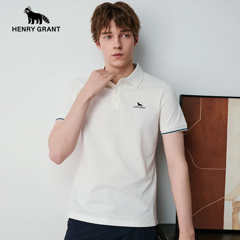 亨利格兰小熊猫英伦休闲POLO衫短袖经典简约翻领T恤