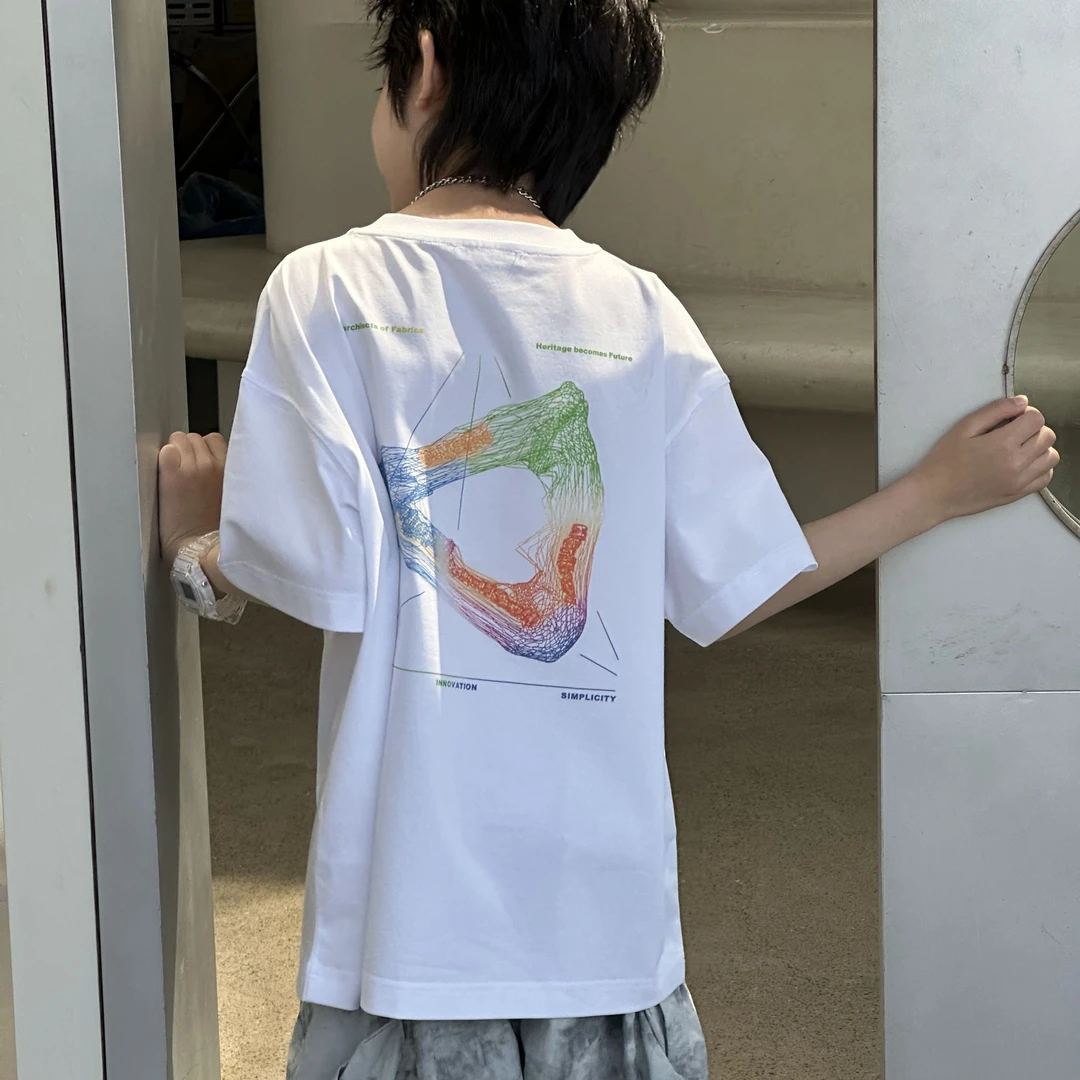 XMYY2025中大童时尚潮流百搭宽松简约印花休闲圆领T恤/TXW099