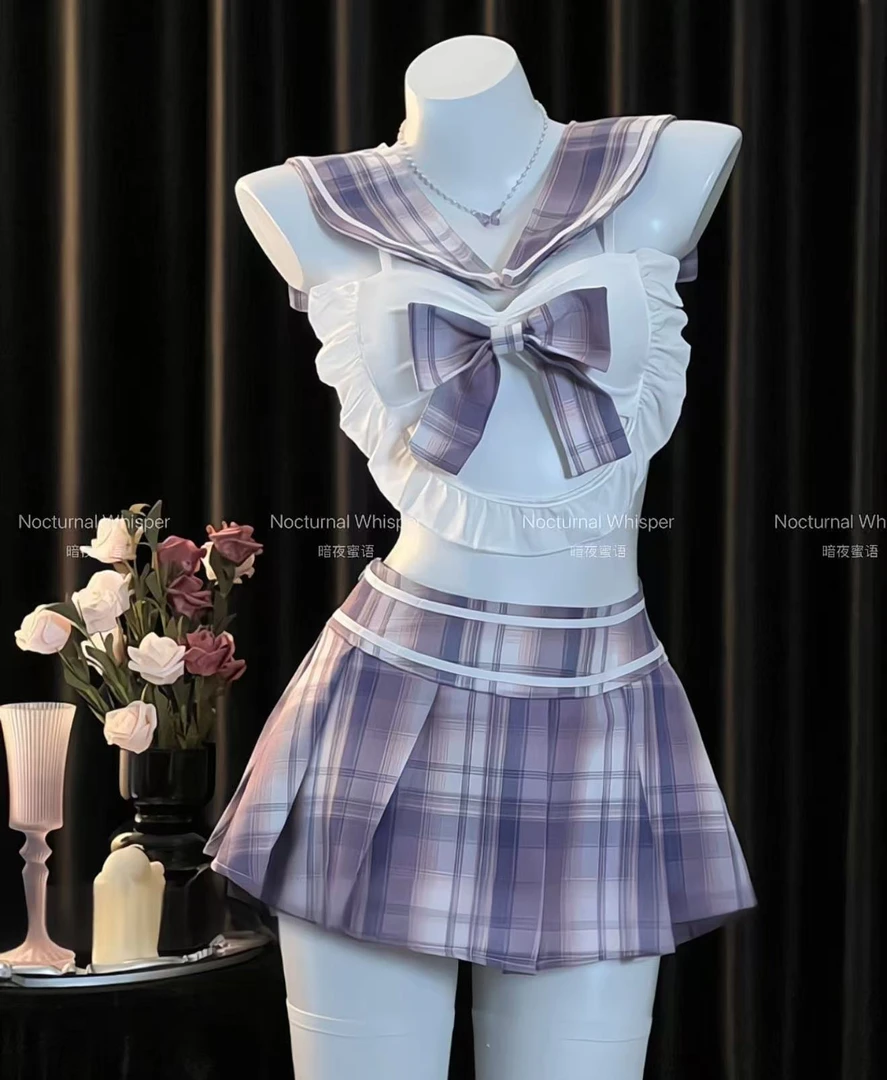 暗夜蜜语【芋泥蛋糕】性感日系学院风JK制服蝴蝶结情侣约会清纯睡裙