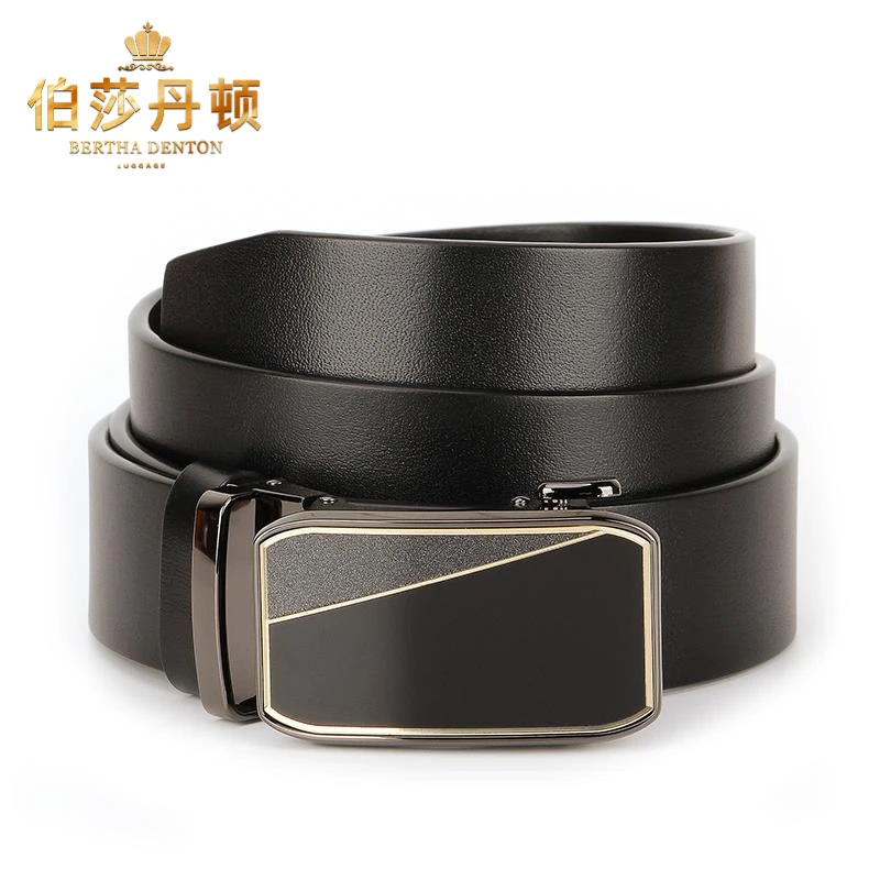 伯莎丹顿新款男士皮带真皮自动扣头层牛皮潮流休闲百搭裤腰带男潮