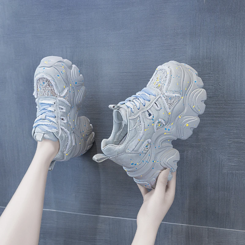 增高10cm老爹鞋女2025夏季舒适百搭松糕鞋厚底透气休闲鞋569-66