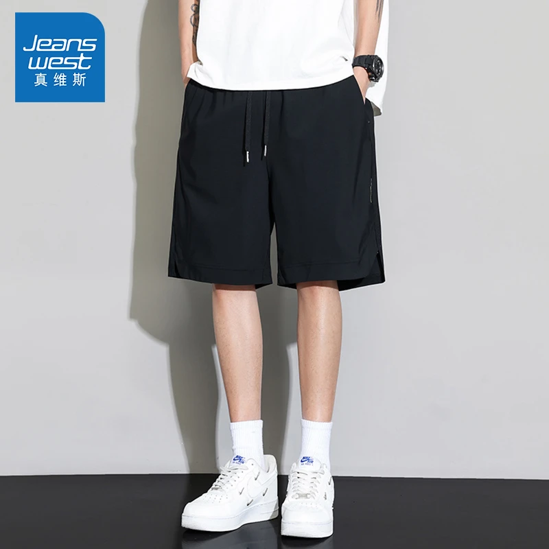 Jeanswest/真维斯冰丝速干短裤夏季薄款男士运动休闲百搭五分裤子