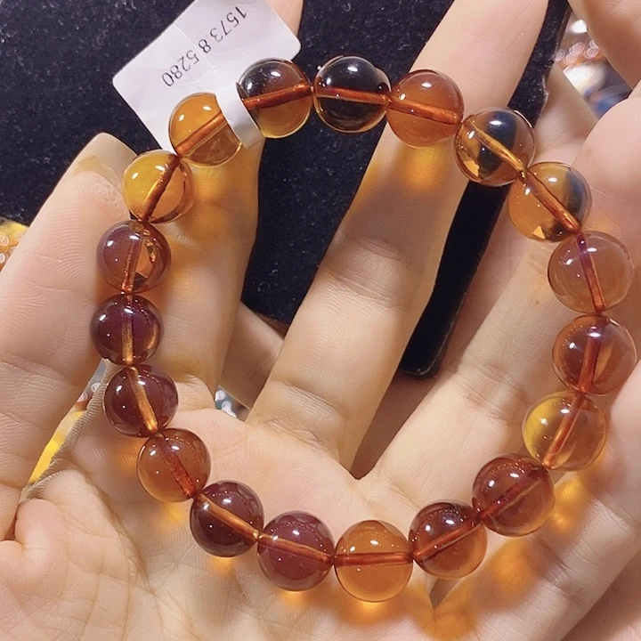 蓝珀未镶嵌珠宝奇石墨西哥红蓝手串10