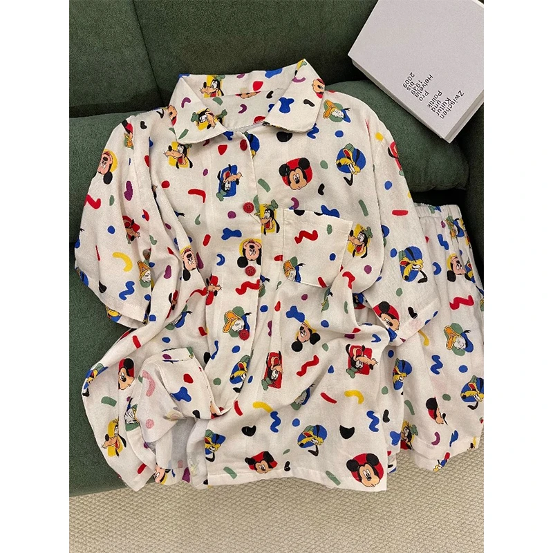 卡通米奇睡衣女款爆款2025新款夏季短袖短裤休闲韩系家居服可外穿