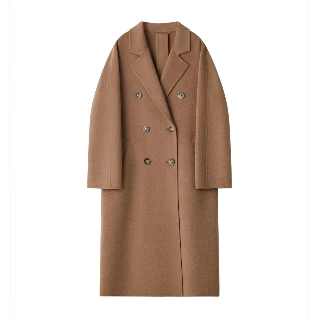 【100骆驼绒大衣】女士休闲驼色中长款毛呢外套 210179