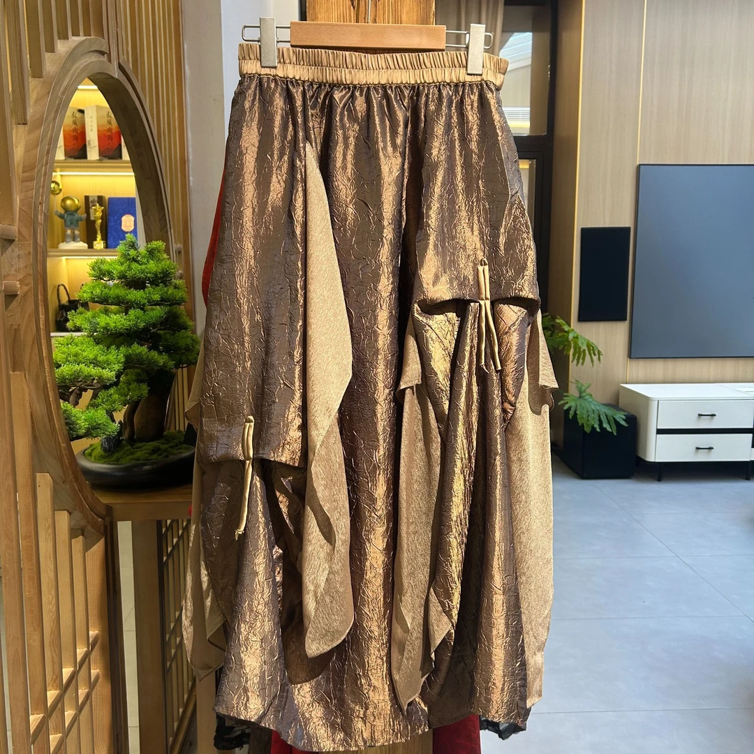 《花香蝶自来系列》BF32807-2新中式盘扣刺绣提花拼纱花苞裙