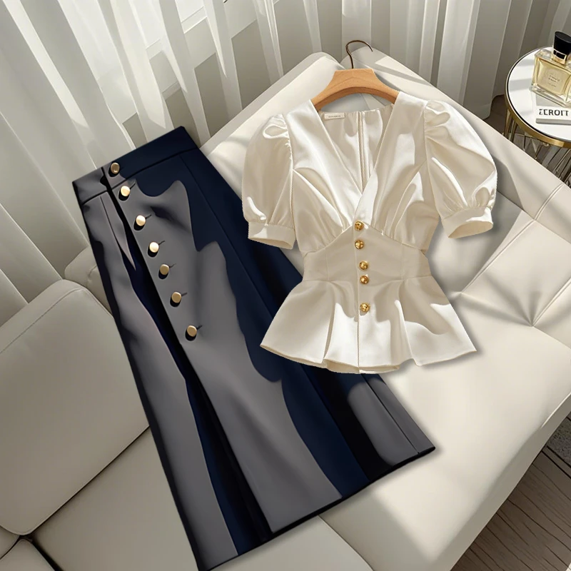 2025新款夏季旅游出街衣服女爆款轻熟小众时尚上衣气质A字半身裙