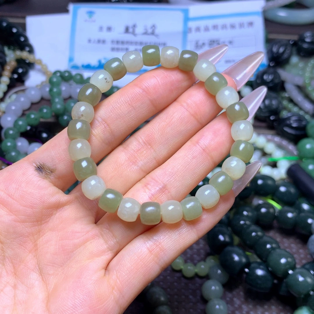 和田玉未镶嵌手串卡8
