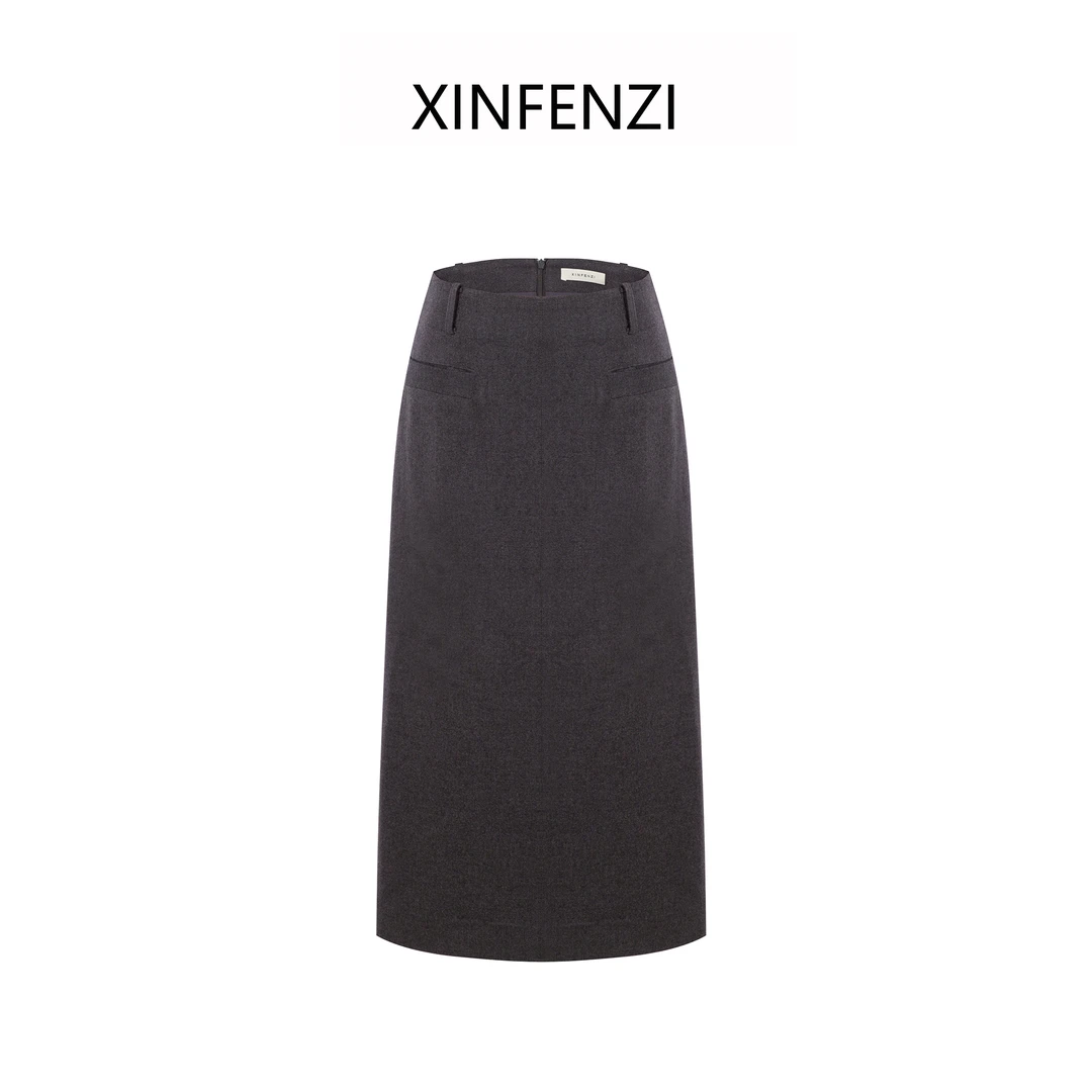 【叙情诗】XINFENZI 简约气质显瘦开叉半身裙 FSK33688