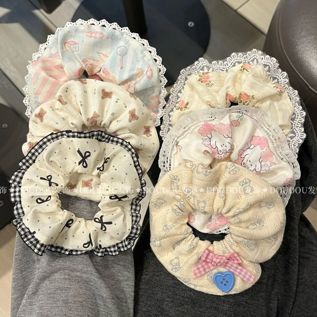 韩系2025蕾丝气质新款大肠发圈马尾可爱百搭肠圈发饰发绳头绳