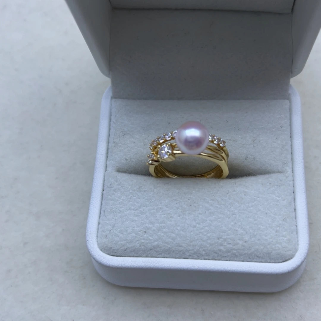 戒指海水珍珠银S925镶嵌