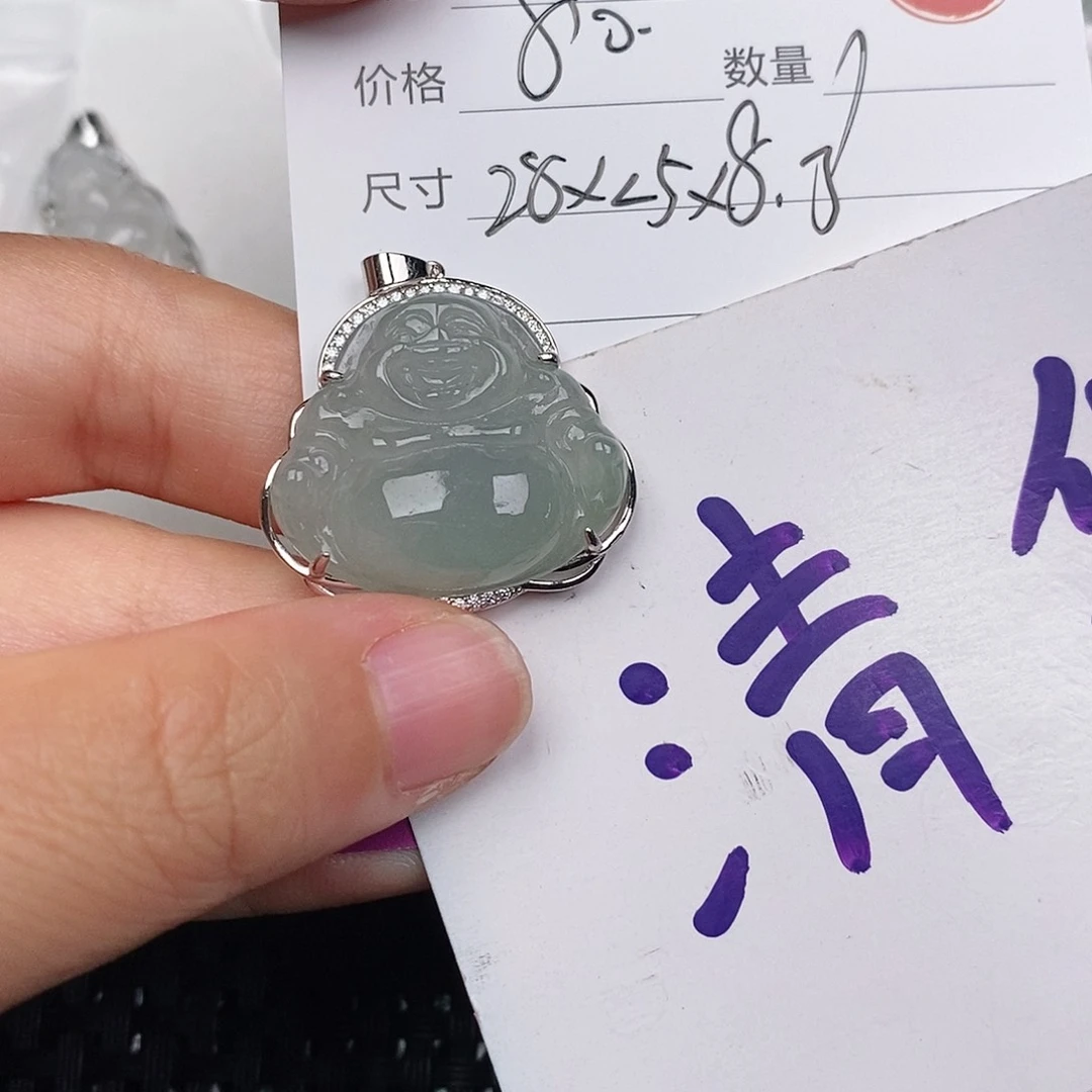 颈饰银S925镶嵌翡翠