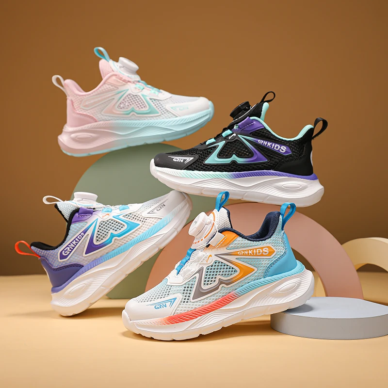 贵人鸟童鞋2025夏季男童4-12岁中大童鞋女童鞋网面透气软底运动鞋