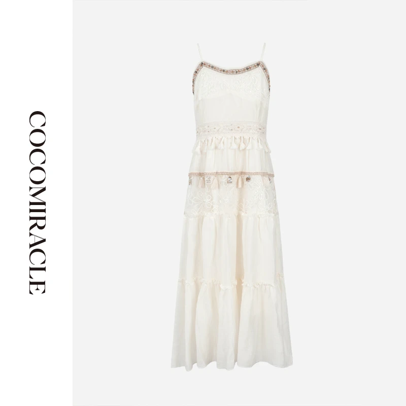 【董小姐】新款压褶流苏边吊带连衣裙W53DDQ786