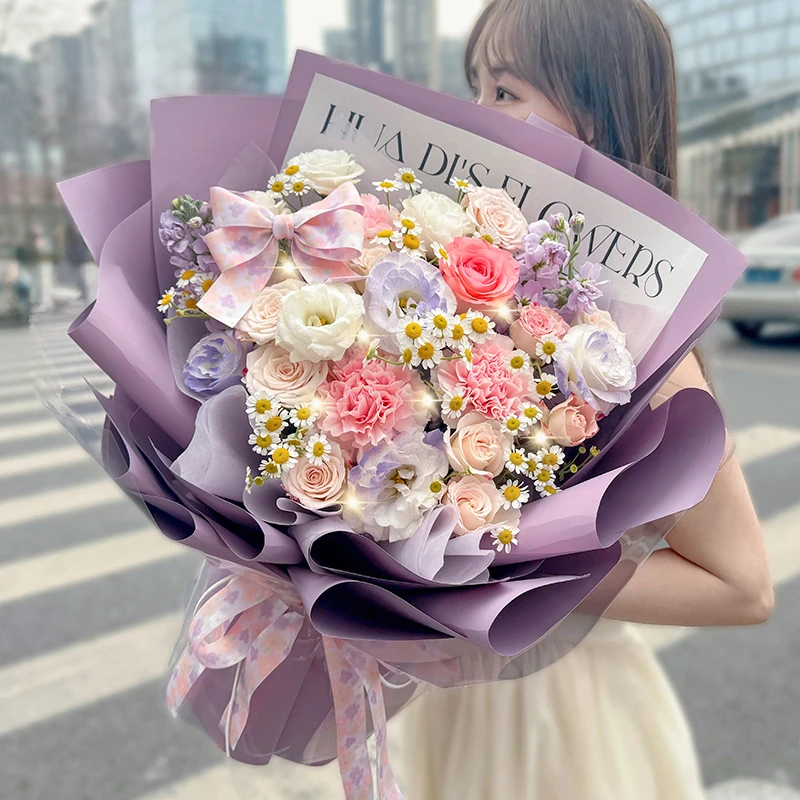 【今日❤人气款】紫玫瑰桔梗花束鲜花送恋人礼物鲜花同城花店花递鲜花小时达