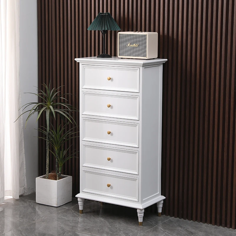 美式实木斗柜客厅家用收纳储物柜白色小柜子轻奢抽屉式靠墙斗柜