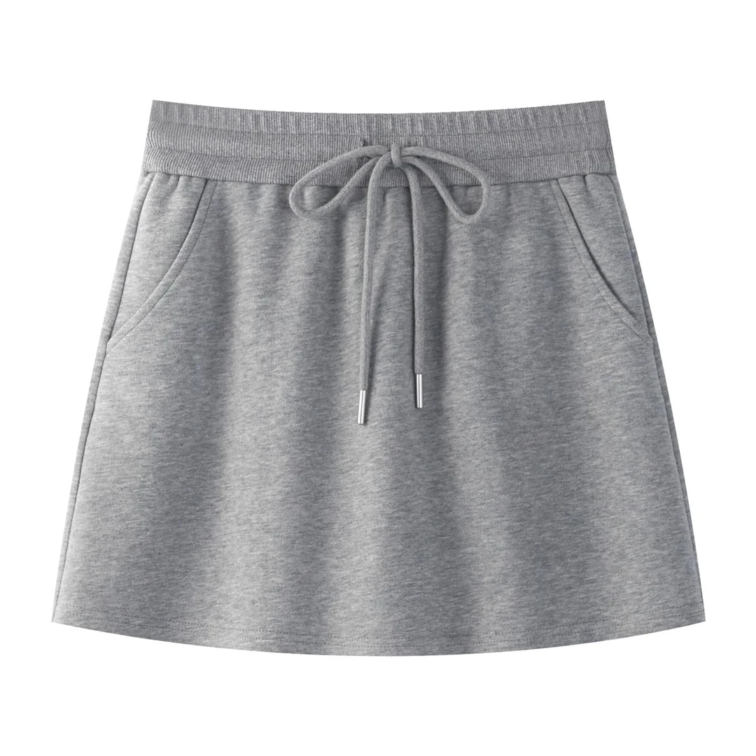 羊城故事-运动休闲风抽绳半身裙夏高级感螺纹腰头卫裙Y50148490