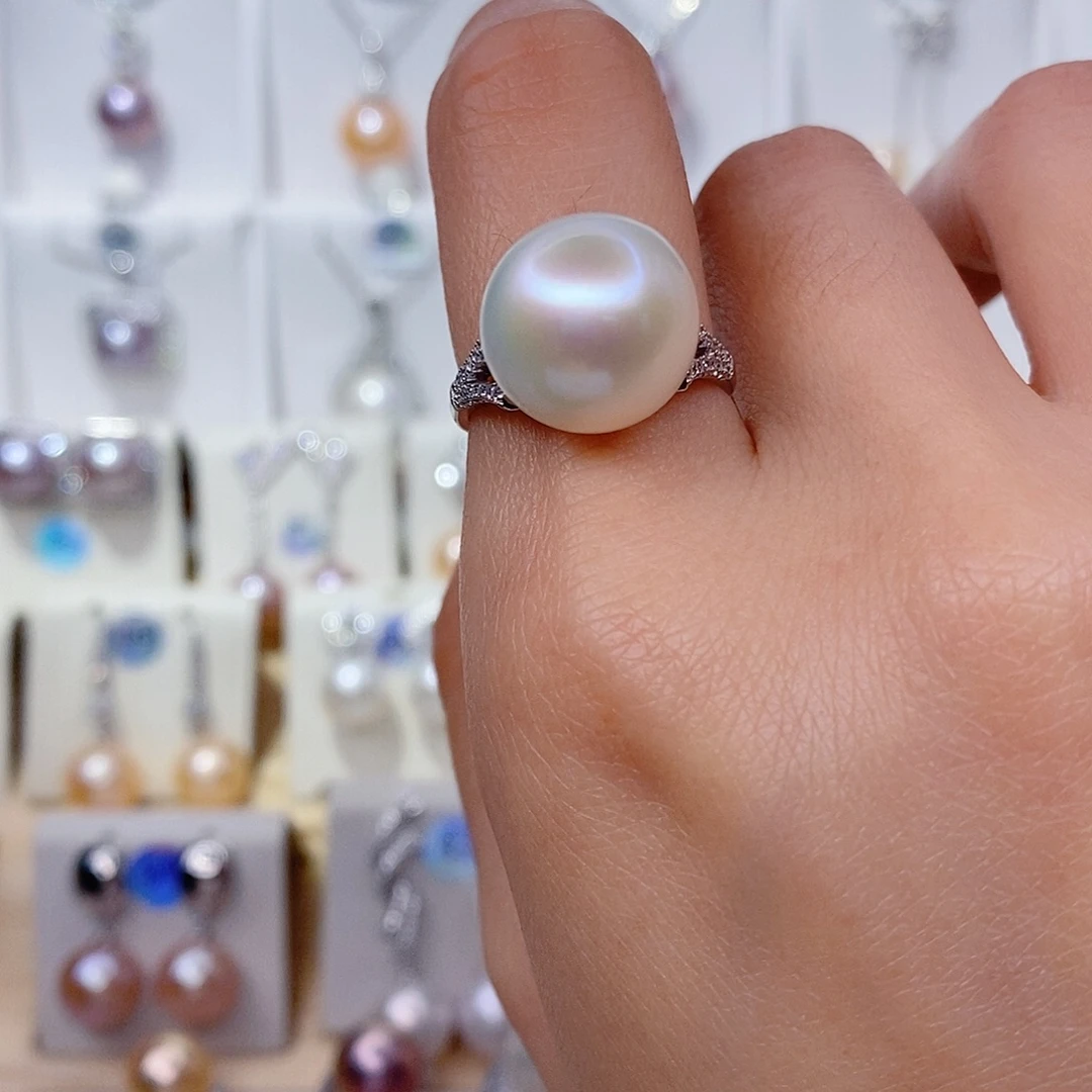 银S925镶嵌淡水珍珠戒指13➕