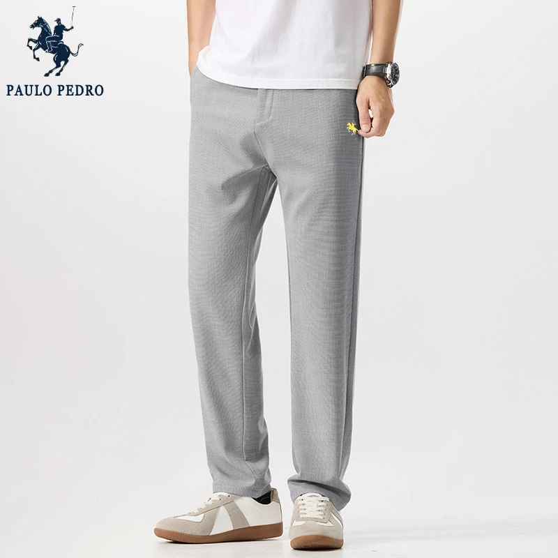 PAULO PEDRO/保罗彼得夏季男士亚麻直筒百搭透气薄款宽松休闲裤